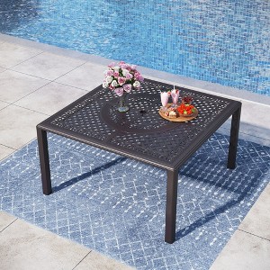 Captiva Designs Outdoor Patio Cast Aluminum Lawn Garden All Weather Engraved Cast-Top Dining Table - 1 of 4