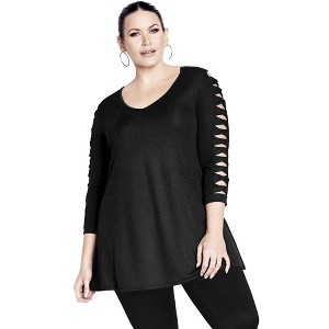 Avenue Women's Plus Size Glam Slv Detai Tunic - 1 of 2