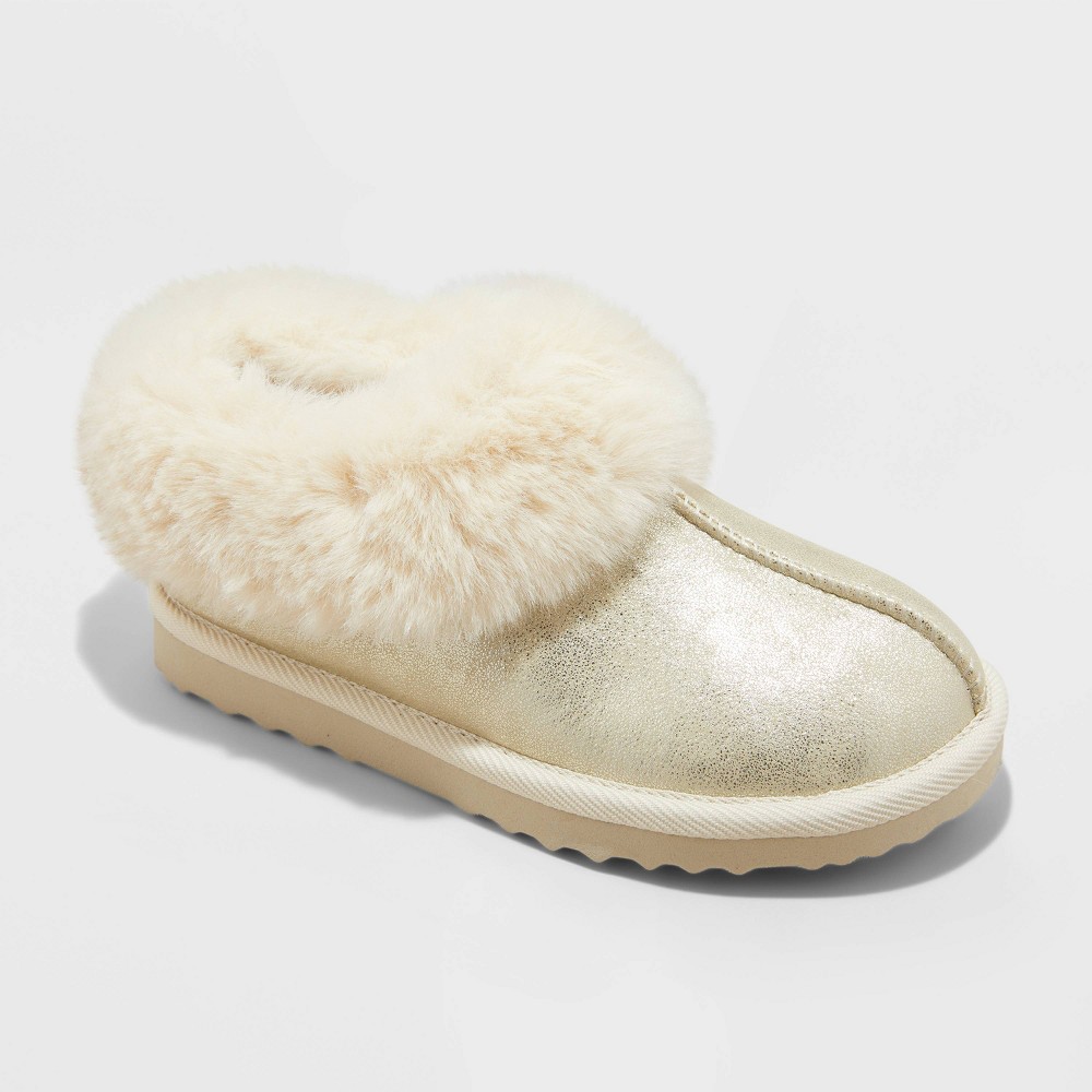 Kids' Mollie Faux Fur Cuff Scuff Slippers - Cat & Jack™ Gold 4