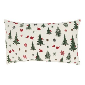 Saro Lifestyle Enchanted Evergreens Christmas Trees Throw Pillow Cover - 1 of 3