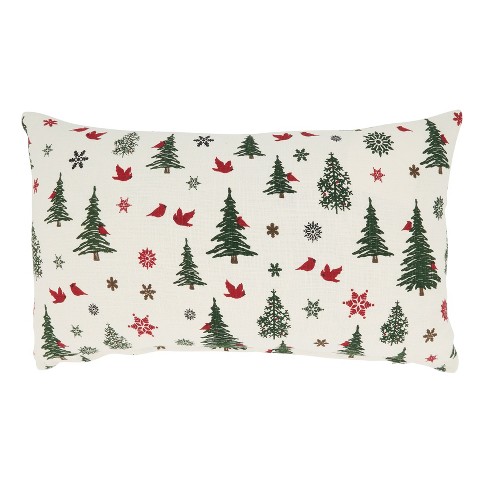 Saro Lifestyle Enchanted Evergreens Christmas Trees Down Filled Throw Pillow,  20, Off-white : Target