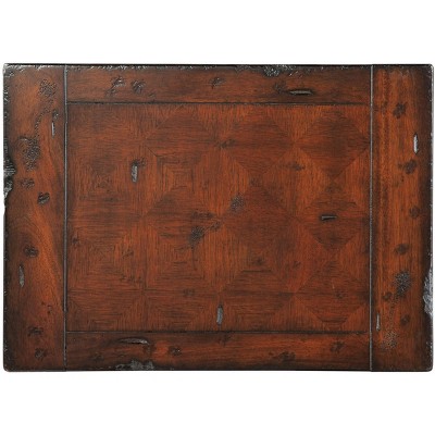 Traditional Mahogany Brown Side Table with Storage Tray
