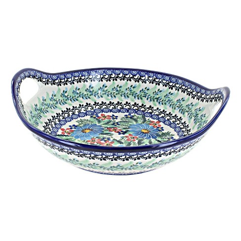 Blue Rose Polish Pottery Blue Buttercup Deep Bowl With Handles : Target