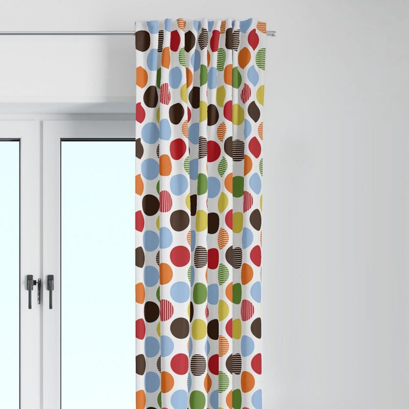 Bacati - Large Dots Orange/Green/Blue/Red/Brown Dots Curtain Panel, 1 of 5