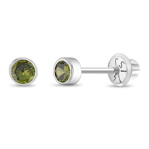 Girl's Bezel Cubic Zirconia 14k Gold Earrings - In Season Jewelry - 1 of 4