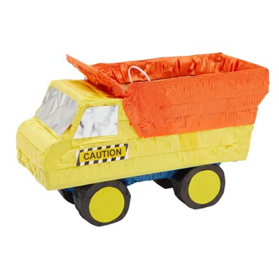 Blue Panda Small Dump Truck Pinata for Kids Construction Theme Birthday Party Supplies and Decorations, 15.5 x 9 x 6 in