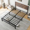 Full Size Platform Bed Frame with Rustic Vintage Wood Headboard, Strong Metal Slats Support Mattress Foundation, No Box Spring Needed Rustic Brown - 3 of 4