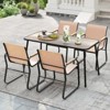 Tangkula 5 PCS Patio Dining Set w/ Wood-like Armrests & Metal Frame for Garden Yard - 4 of 4