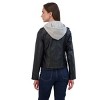 Juniors' Faux Leather Moto Jacket With Fleece Hood - Sebby - 2 of 4