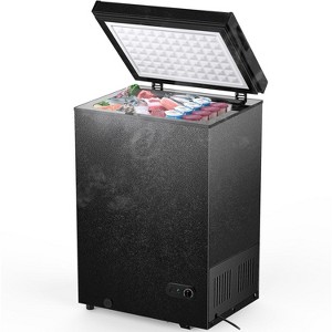 ZAFRO 3.5 Cu.Ft Chest Freezer with Removable Basket and Bottom Defrost Water Drain Freestanding Top Open Door, Deep Freezer , Black - 1 of 4