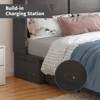Murphy Bed Cabinet with Foldable Mattress, Queen Murphy Bed with Charging Station, Drawers - 3 of 4