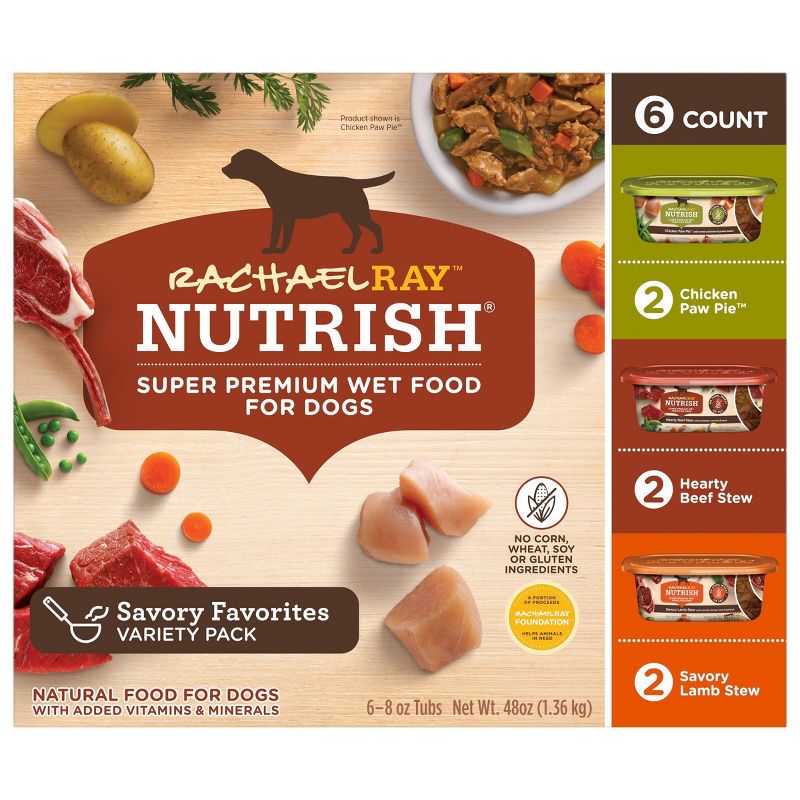 Rachael Ray Nutrish Super Premium Wet Dog Food Healthy Recipes Chicken, Beef, Potato, Carrot &#38; Sweet Potato - 8oz/6ct Variety Pack, 3 of 9