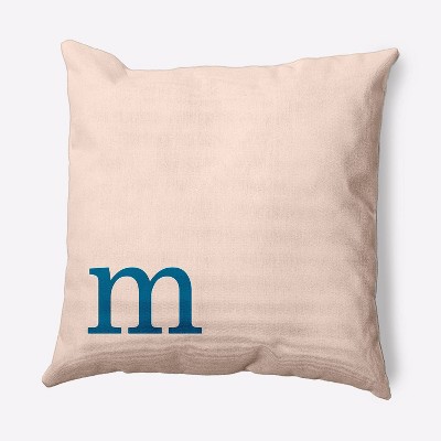 16"x16" Modern Monogram 'M' Square Throw Pillow Blue - e by design