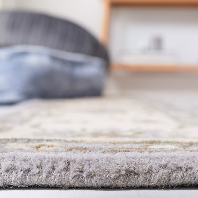 Elegant Heritage Hand-Tufted Wool Square Rug in Grey - 6' x 6'