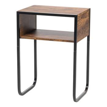 IRIS USA Wood and Metal Side Accent Table, Brown