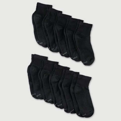 Hanes Women's Extended Size 10pk Ankle Socks - Black 8-12 : Target