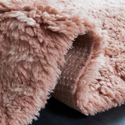 Pink 8' x 10' Handmade Wool Shag Area Rug