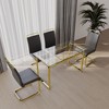 NicBex 51" Dining Table Set for 4 Dining Table Tempered Glass Top Gold Plating Legs with 4 Chairs for Dining Room - 2 of 4