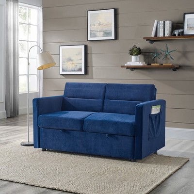 VYNXARIA Loveseats Sofa Bed with Pull-out Bed,Adjsutable Back and Two Arm Pocket,