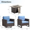 Buenhomino Patio Wicker Furniture Set with Fire Pit Table, PE Rattan Swivel Patio Chairs with Propane Fire Pit Table, 5PCS Patio Conversation Set - 3 of 4