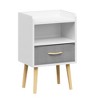 Grungis Modern Nightstand with Collapsible Fabric Drawer,Wooden 2-Tier Storage End Table with Four Legs for Bedroom,Living Room - 4 of 4