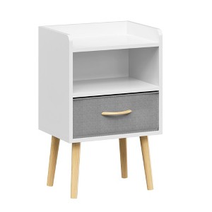Cesicia Nightstand With Collapsible Fabric Drawer, Wood Side Table with Storage Cabinet for Kids, Adults - 1 of 4