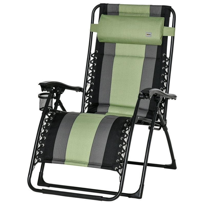 Outsunny XL Oversize Zero Gravity Recliner, Padded Patio Lounger Chair, Folding Chair with Adjustable Backrest, Cup Holder and Headrest for Backyard, Poolside, Lawn, 4 of 7
