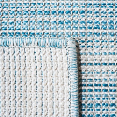 Aqua Ivory Multi Rectangular Synthetic Indoor/Outdoor Area Rug 5'1" x 7'6"
