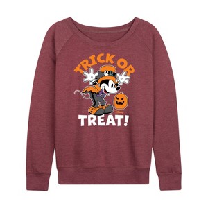 Women's - Disney - Mickey's Halloween Costume Lightweight French Terry Wide Neck Long Sleeve Shirt - 1 of 4