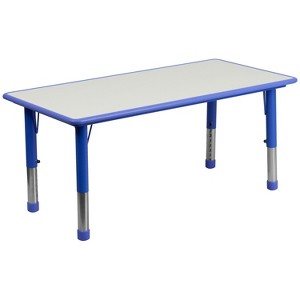 Emma and Oliver 23.625"W x 47.25"L Rectangular Plastic Height Adjustable Activity Table - 1 of 4