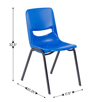Navy Ergonomic Armless Metal Stacking Classroom Chair