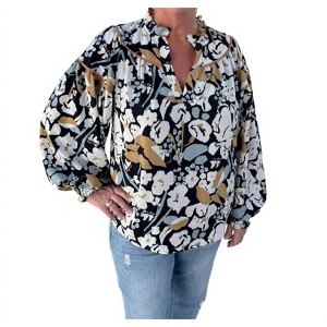Women's Jade Trimmed Top - Joy Joy - 1 of 4