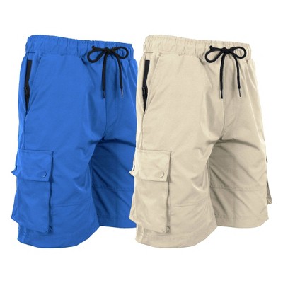 JumpStart Men's Moisture Wicking Performance Quick Dry Cargo Shorts-2 Pack