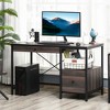 HOMCOM Industrial Style Home Office Desk with Filing Cabinet Storage Drawer for Letter Size Papers and Steel Frame, Black/Walnut - 3 of 4