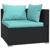 vidaXL 5 Piece Patio Lounge Set - Black Poly Rattan Garden Furniture with Water Blue Cushions, Modular Design & Durable Waterproof Material - 4 of 4