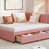 Full Size Upholstered Daybed with Storage Drawers and Backrest, Linen Sofa Bed for Bedroom or Guest Room-Baofuwish - 3 of 4