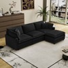 4-Seater Sectional Sofa with Deep Seating 4 Pillows Corduroy Serpentine Springs Solid Wood Frame And Removable Footstool for Living Rooms - 2 of 4