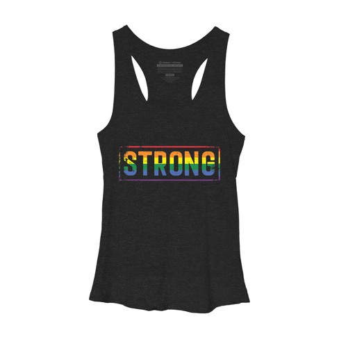 Design By Humans Workout Pride Rainbow Strong By Avocato Racerback