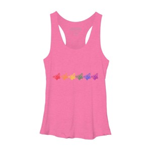 Adult Design By Humans Butterflies Rainbow Pride By ChariArtist Racerback Tank Top - 1 of 2