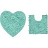 Bell Flower Collection Tufted Bath Rugs, Extra Soft and Absorbent, Non-Slip Bath Mats, Machine Washable Bath Mats 2 Pcs Set with Contour, Turquoise - 2 of 4