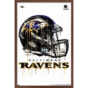 Trends International NFL Baltimore Ravens - Drip Helmet 20 Framed Wall Poster Prints - 1 of 4