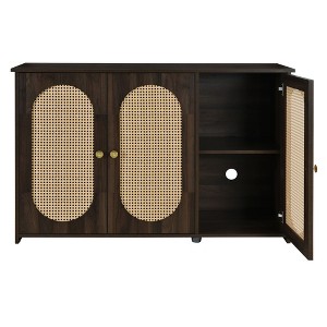 NicBex 48.8 Inch 3-Door Storage Cabinet with Artificial Rattan Doors and Metal Handles for Living Room,Kitchen,Hallway - 1 of 4