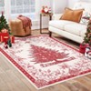 Coolmee  Christmas Tree Cute Outdoor Rug Area Rugs , Non Slip Carpet Rugs, Vintage Washable Rug for Living Room Entryway BackyardGreen - 3 of 4