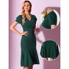 Allegra K Women's Vintage V Neckline Puff Short Sleeve Elegant Mermaid Midi Dress - 2 of 4
