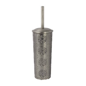 Punched With Embossed Solid Toilet Brush And Holder Set Dark Silver - Opalhouse
