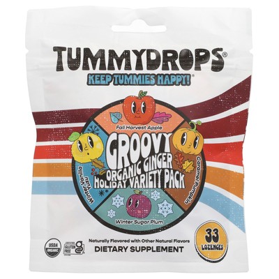Tummydrops Organic Groovy Ginger Holiday Variety Pack, 33 Lozenges