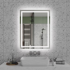 ChicFurnit Bathroom Vanity Mirrors Rectangle Frame Wall Mirror Anti Fog Mirror Decorative Wall Mirrors for Bathroom, Silver, 28"*2"*36" - 1 of 4
