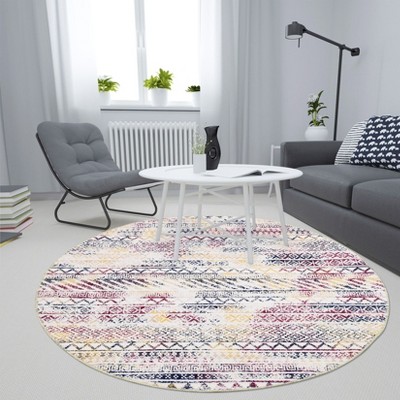 Washable Modern Geometric Printed Rug Non Slip Low Pile Rug Soft Throw Floor Cover Foldable Indoor Carpet for Living Room Bedroom Playroom