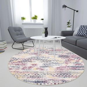 Washable Modern Geometric Printed Rug Non Slip Low Pile Rug Soft Throw Floor Cover Foldable Indoor Carpet for Living Room Bedroom Playroom - 1 of 4