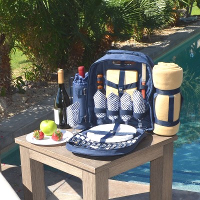 Picnic at Ascot Four Person Picnic Backpack with Soft Sided Cooler &  Blanket